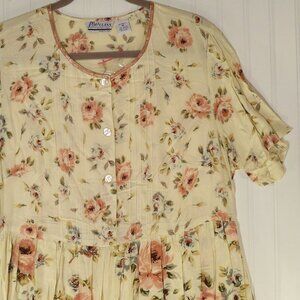 Plus Class, Cream White, Roses, Dress, M